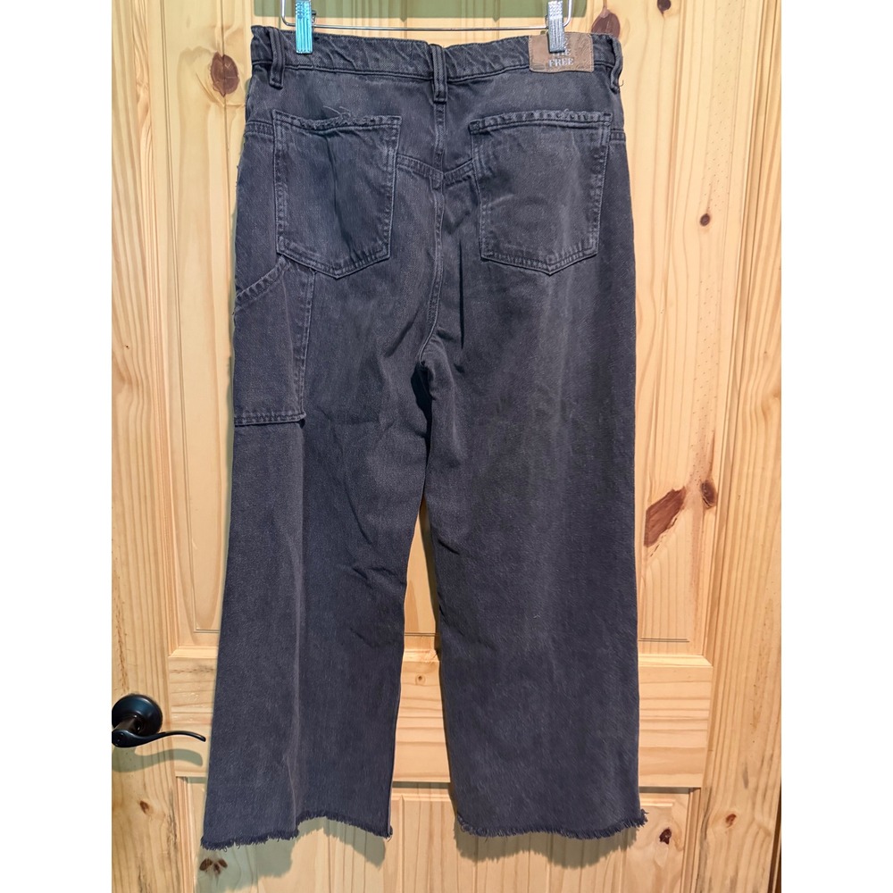 We The Free Tinsley Free People Baggy High Rise Straight Leg Jeans Black 30 - Picture 2 of 8